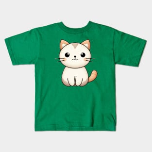 A cute cat in the style of a stitched toy Kids T-Shirt